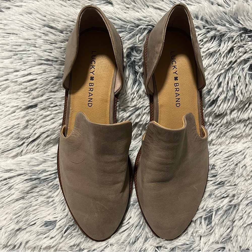 Lucky Brand‎ Gennifa Mule Loafer Gray Leather Slip On Women's Size 7